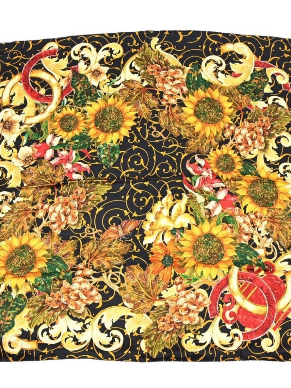 Chanel Black Scarf Sunflower Small Good 167871